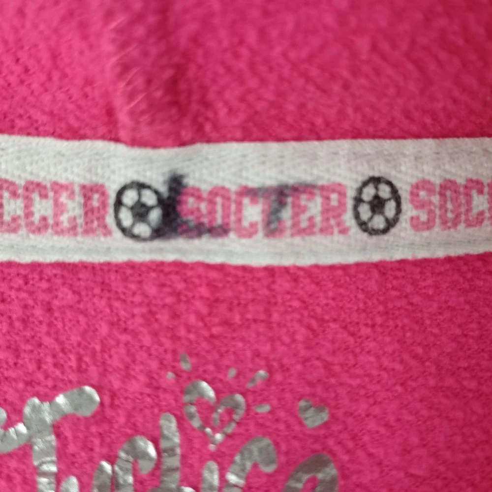 Justice Juniors 16 Hot Pink Love Soccer Crop Hoodie Long Sleeve Sweatshirt
